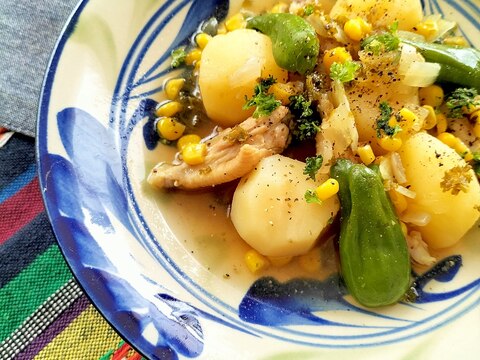 中南米風♩じゃがいもと鶏肉のオレガノスープ